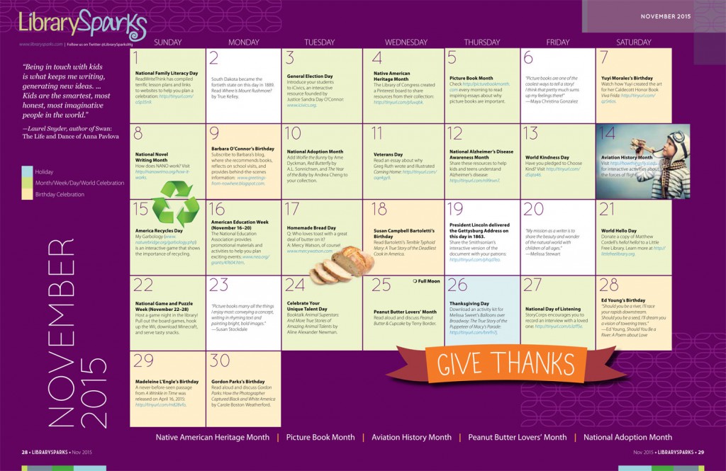Children’s Activity Calendar: November 2015