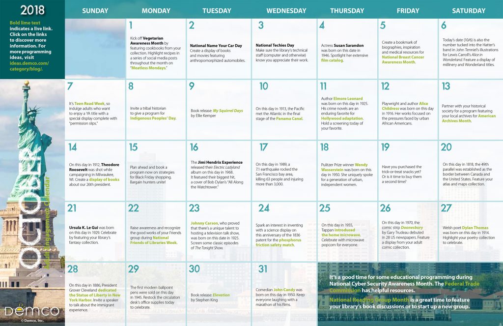 Adult Activity Calendar: October 2018